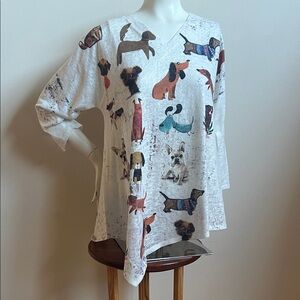 art Lois Dog Print Blouse - Multicolor made in the USA